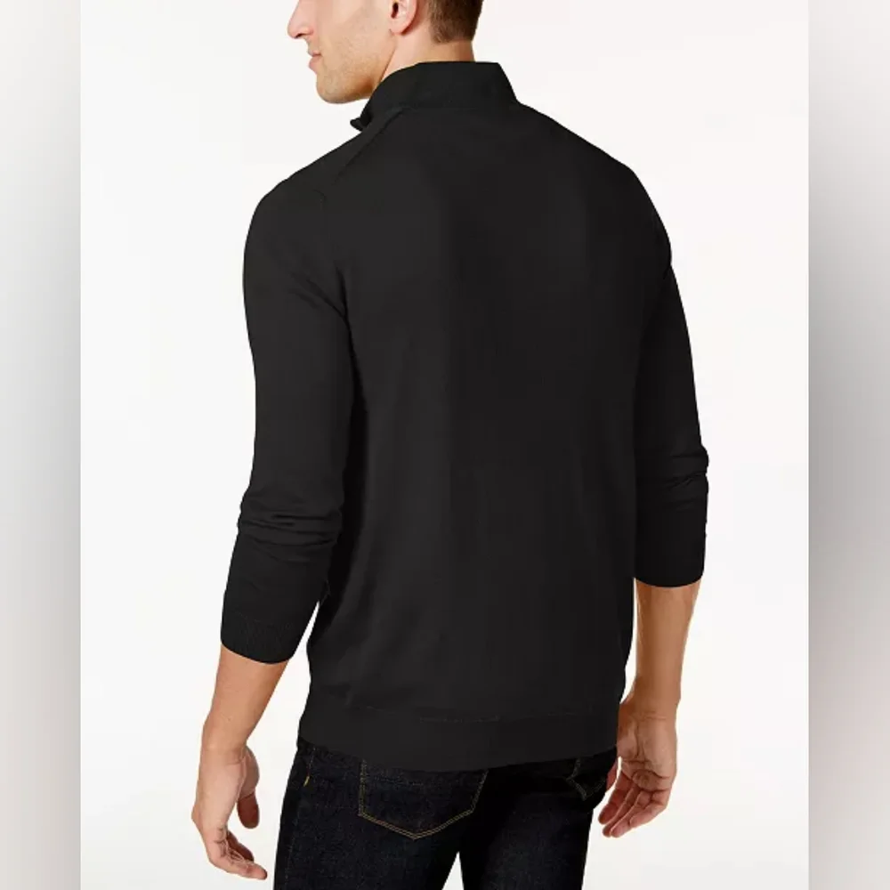 NWT, Men's Club Room Gray Quarter-Zip Merino Wool Blend Sweater
